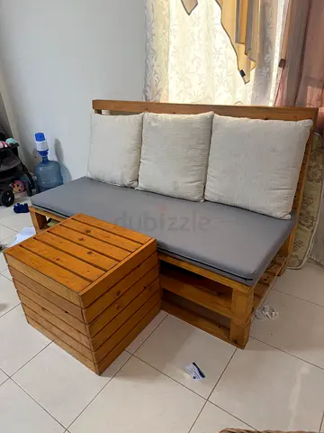 Solid Wood 2-Seater Sofa Bench with Cushions