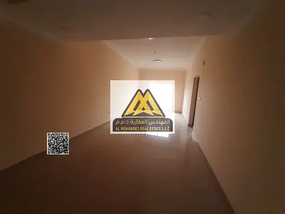 One-bedroom apartment with a living room in Al Jurf 3, Ajman. First tenant, master bedroom, 2 bathrooms, balcony, central AC, built-in wardrobes, behi