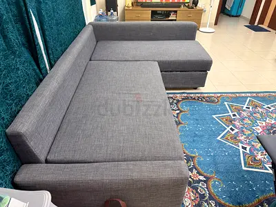 Ikea Gray L-shaped Sofa with Chaise - Good Condition