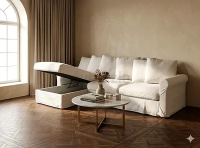 Ikea Gronlid L Shape sofa bed with storage beige