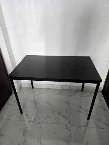Simple Black Rectangular Dining/Study Table - Compact and Sturdy