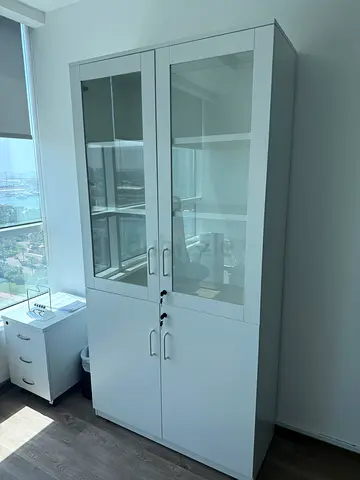 IKEA Storage Cabinet with Glass Doors | White | Lockable | Excellent Condition