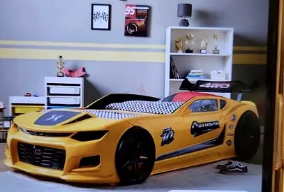 Brand new Champion car bed from home centre - 90X190 Yellow Sports Car Kids Bed with Racing Design