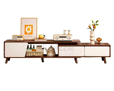 Stretchable TV Stand Cabinet with Storage, Drawer Sturdy Solid Wood Legs, Versatile as Entertainment