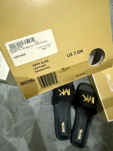 Michael Kors Black MK Slide Sandals - Size US 7.5 (Gently Used)