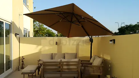 Full Outdoor patio sofa set with large cantilever parasol - with umbrella “ 3+2+1+1 “ plus bench.