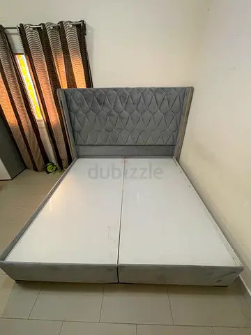 Elegant gray bed head and bed frame ( king size ) FREE