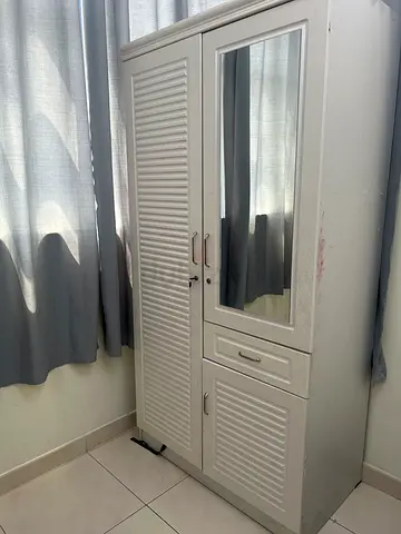 White 3-door Wardrobe with Mirror and Drawers - Good Condition