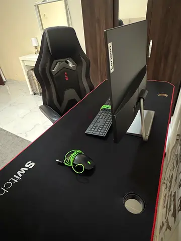 Gaming Desk with Chair, 27inch Monitor, Large Mousepad, Keyboard and Mouse