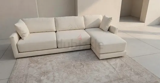 2_Peices Sectional beige Cratebarrel sofa