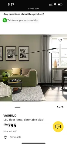 Long-Arm Black Floor Lamp with Shade - Good Working Condition