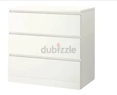 White 3-Drawer Chest / Dresser - Minimal Modern Design