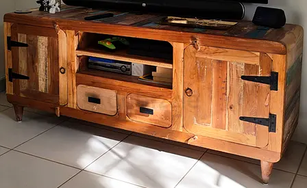Solid Reclaimed Wood TV Cabinet / Entertainment Unit - Rustic Finish