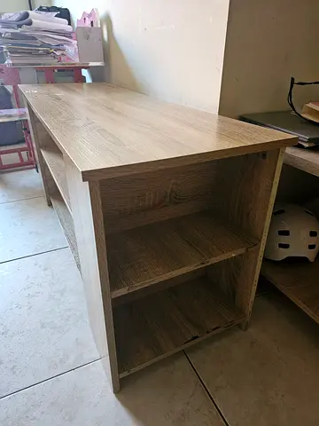 Light Oak Side Table with Open Shelves