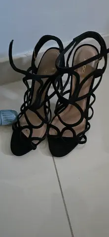 Aldo Black Strappy High Heel Sandals - size 40