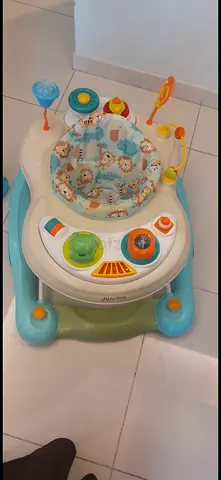 Baby car Walker with Activity Toys - Light Blue/White, Excellent Condition