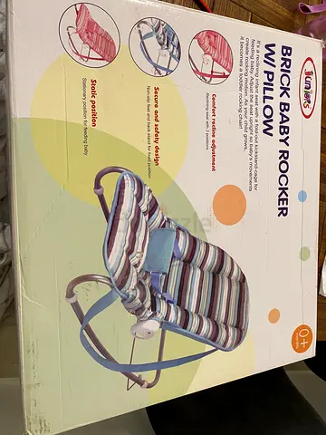 Juniors Brick Baby Rocker with Pillow - Reclining Infant Seat