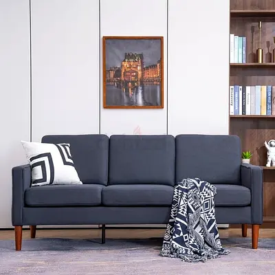 Dark gray linen modular sofa