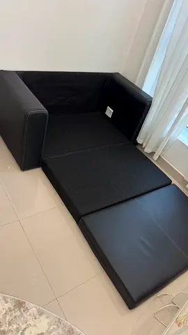Black Convertible Sofa Bed — Compact 2-Seater, Good Condition