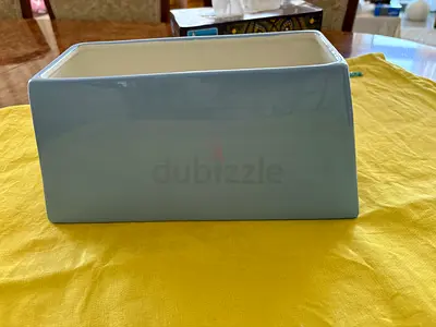 Ceramic rectangular planter / storage container - light blue