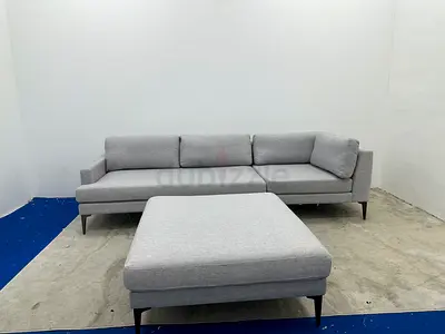 Selling west elm couch with footstool