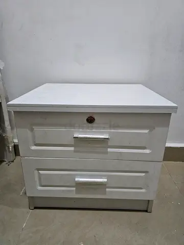 White Two-Drawer Bedside Table / Nightstand