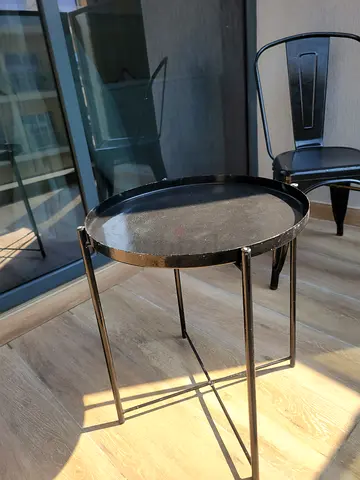 Black metal Chair and round side table