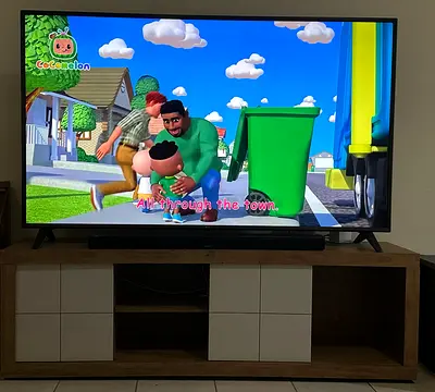 Wooden TV Entertainment Unit with Storage Cabinets