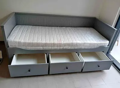 IKEA Hamnes daybed with 3 big storage drawers and 2 IKEA mattresses.