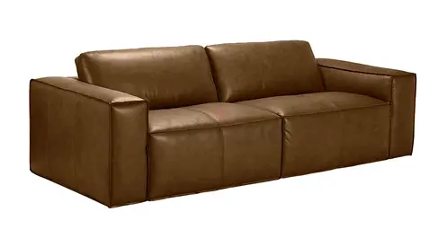 Brown Leather 3-Seater Sofa — Clean Modern Design