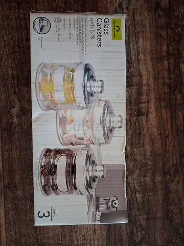 3 PC GLASS CANISTERS WITH LIDS