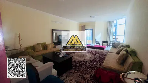 شقة 3 غرف وصالة للإيجار والبيع في أبراج الخور – الراشدية 1، عجمان، بمساحات واسعة جداً وموقع مميز داخل برج سكني معروف.