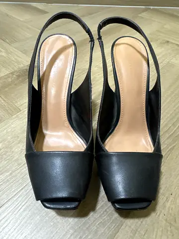 Black Slingback Peep-Toe Heels, Size Unknown - Good Condition brand Charles and keith