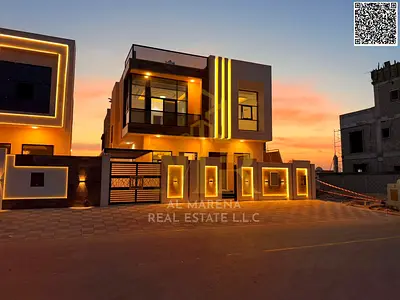 Luxury villa for sale in Al Helio 2. Elegant design featuring 5 spacious bedrooms and ultra-luxurious finishes in a strategic location in Ajman 🏡✨
