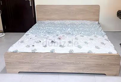 Wooden Double Bed Frame with Headboard - Light Oak Finish with mattress