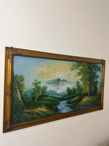 Framed Landscape Oil Painting with Gold Ornate Frame