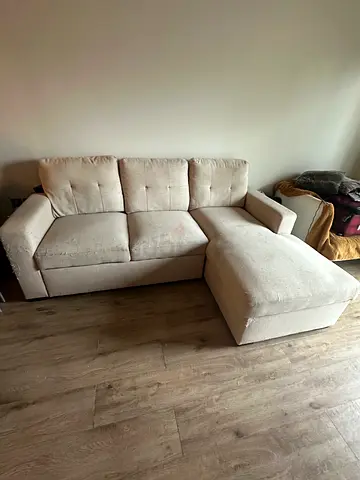 Light beige 3 seater L-shaped sofa with chaise