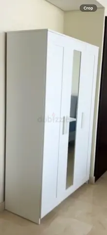 White 3-Door Wardrobe with Mirror - Good Condition
