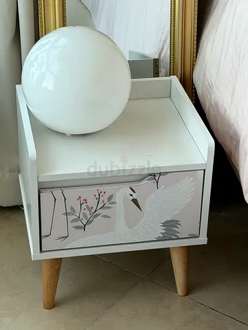 Bedside table and ball lamp