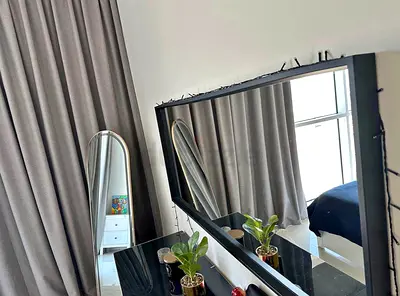 IKEA mirror with black wooden frame