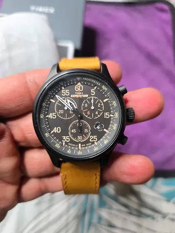Timex Expedition Chronograph Mens Watch with Brown Leather Strap