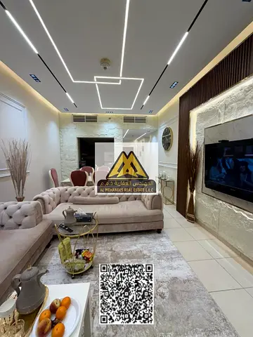 A fantastic opportunity to live or invest in a two-bedroom apartment within the Ajman One Towers, strategically located near Ajman Corniche and all am