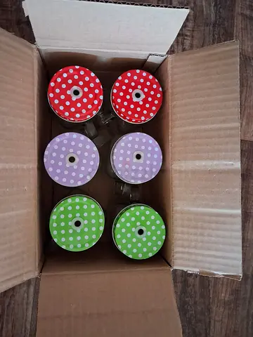 6 pc Fancy Glass Jars With Lids