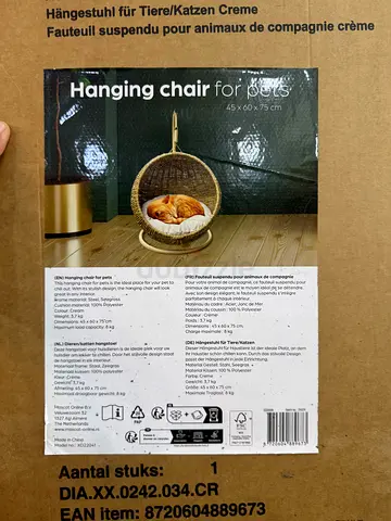 Hanging Rattan-Style Hanging Chair (Cream) - New in Box