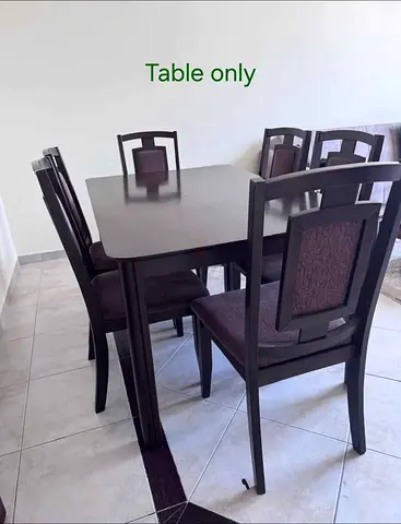 Solid Wood Dining Table (Table Only) - Dark Finish, Seats 6