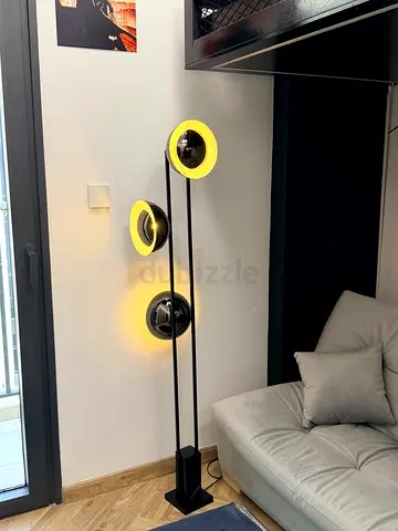 Modern Triple-Head Floor Lamp with Ambient LED Rings