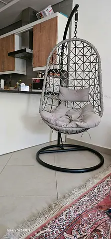 Freestanding Hanging Egg Chair with Stand and Cushions