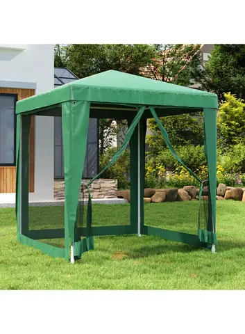 Party Tent With 4 Mesh Sidewalls Green 2x2 M HDPE