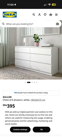 Chest of 6 drawers 140x40x72 cm