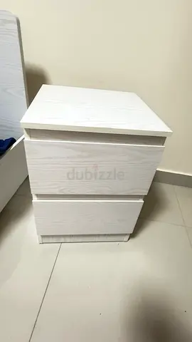 White 2-Drawer Bedside Table / Nightstand - Good Condition
